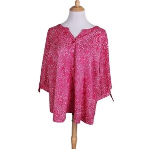 Catherines Georgette Blouse Button Up Plus Size 2X